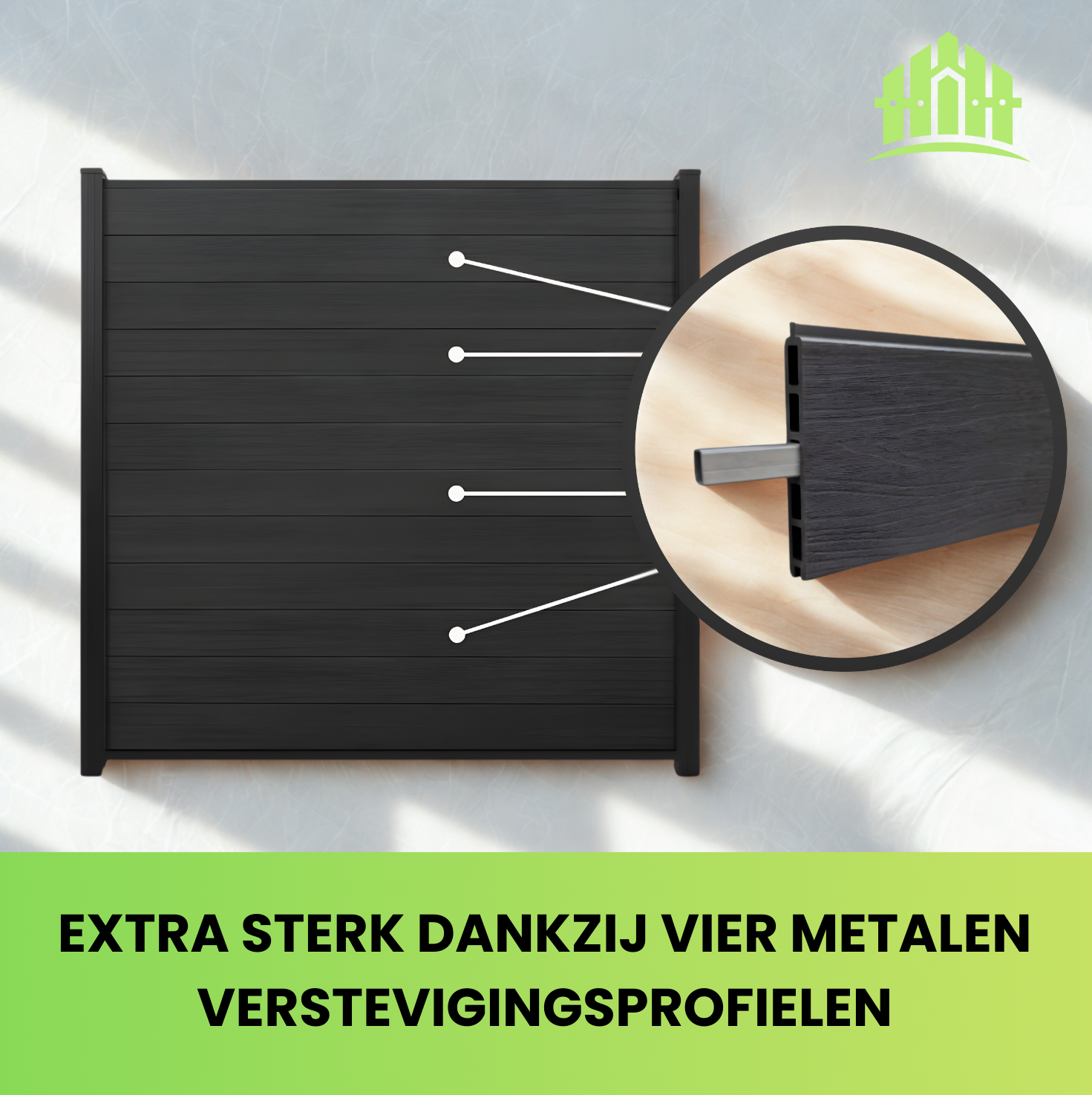 Exclusief Verticaal Composiet Schutting Zwart