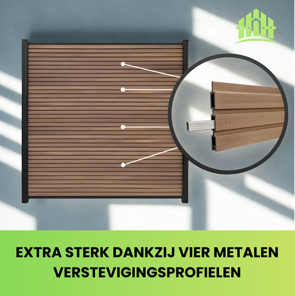 Exclusief Verticaal Composiet Schutting Rhombus Teak